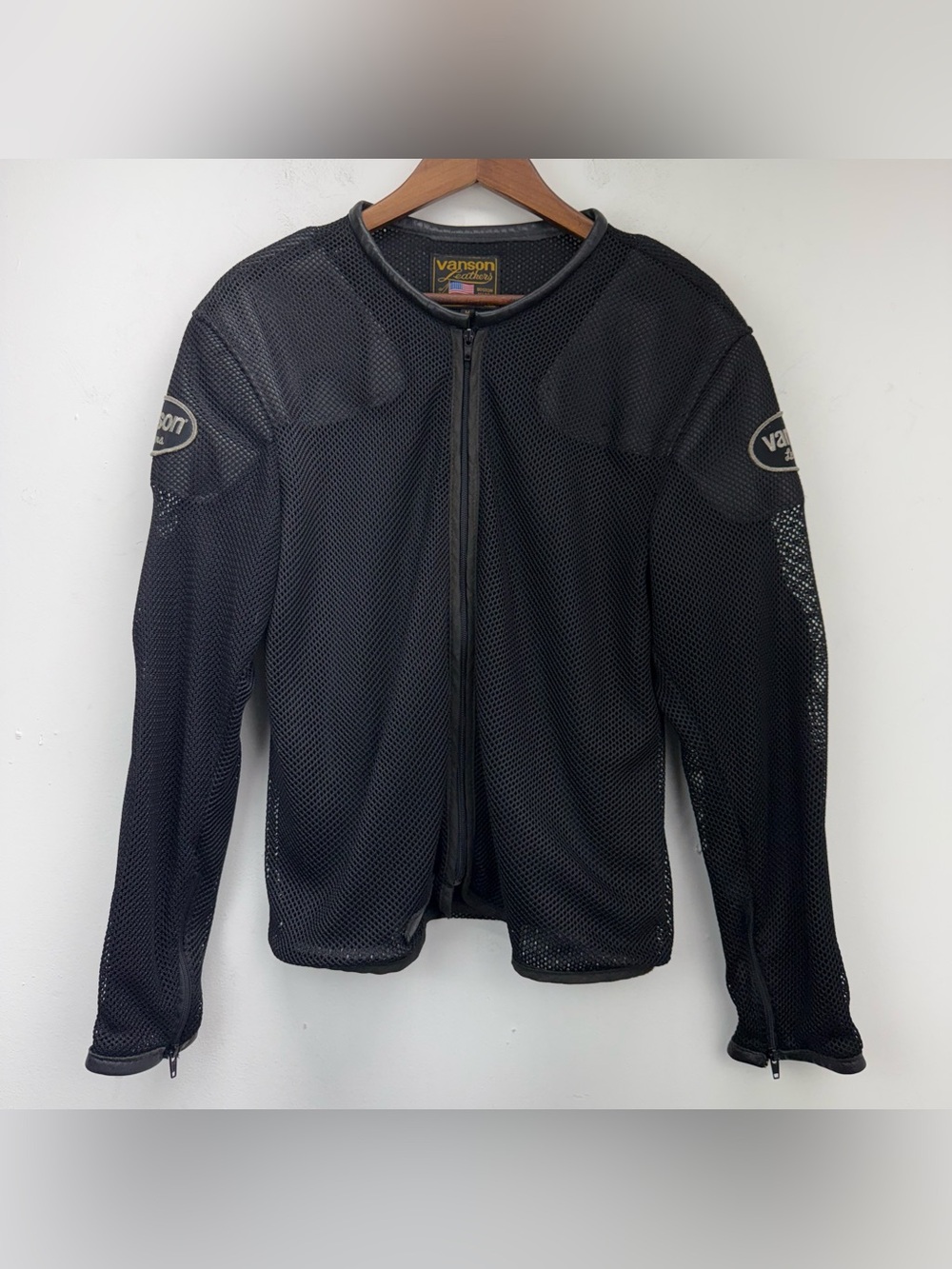 Vanson Leathers Medium Black Armor Padded Nylon Mesh Motorcycle Riding Jacket